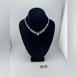 Bogoff Floral Rhinestone‎ Necklace and Earring Set Vintage